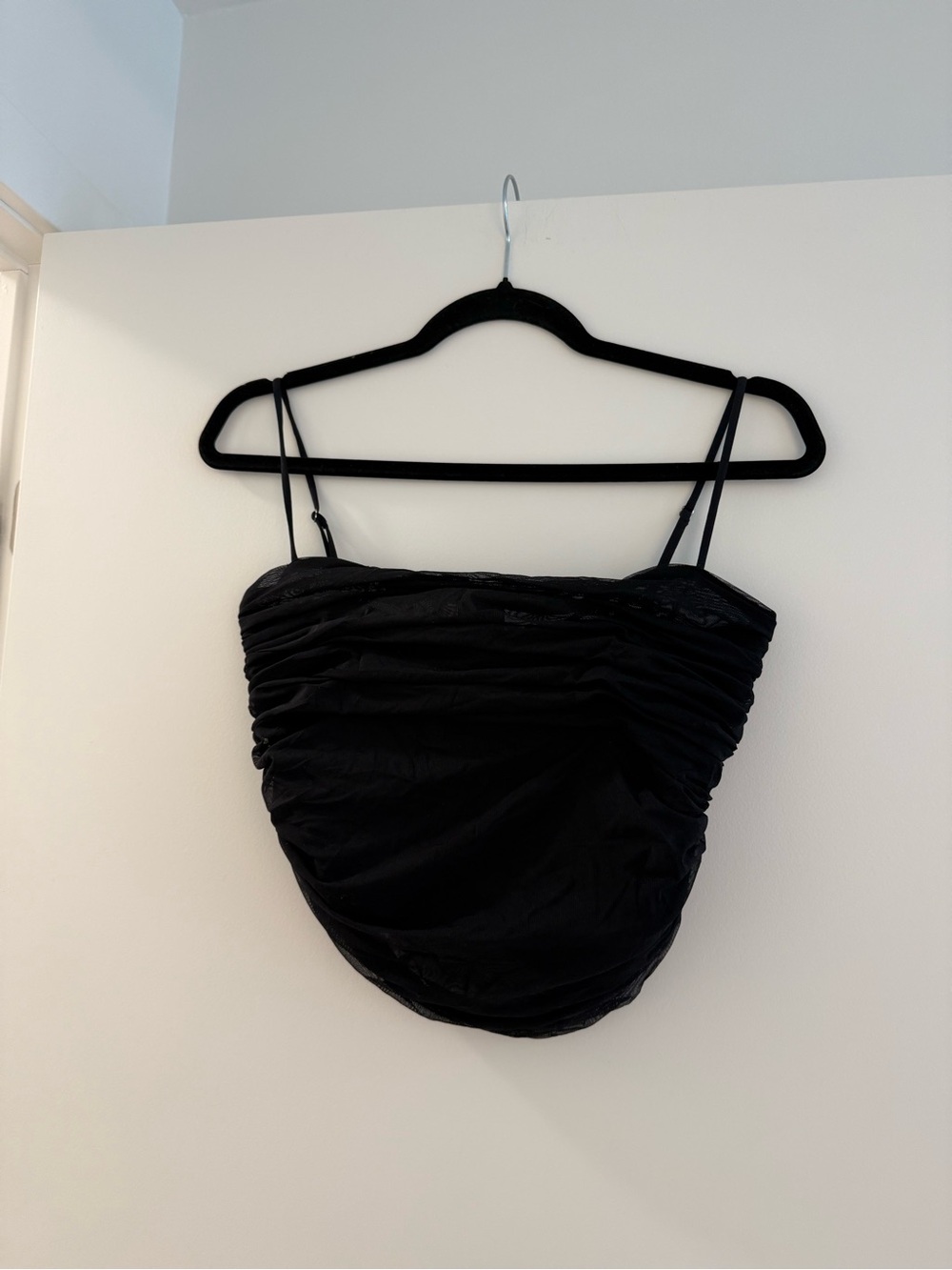 Aritzia - Babaton Black Ruched Spaghetti-Strap Tank - Picture 2 of 3